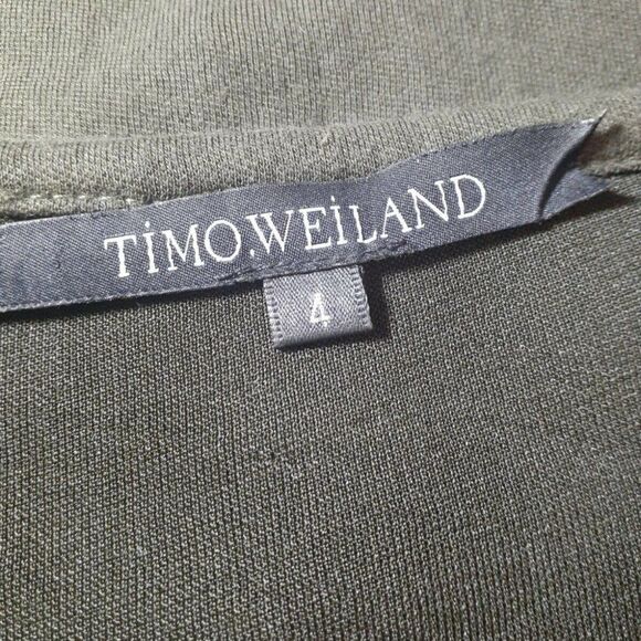 Timo‎ Weiland Top Women's Army Green Leather Abstract Camo Look Size 4 - Picture 7 of 7